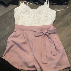 White & pink fashionnova romper